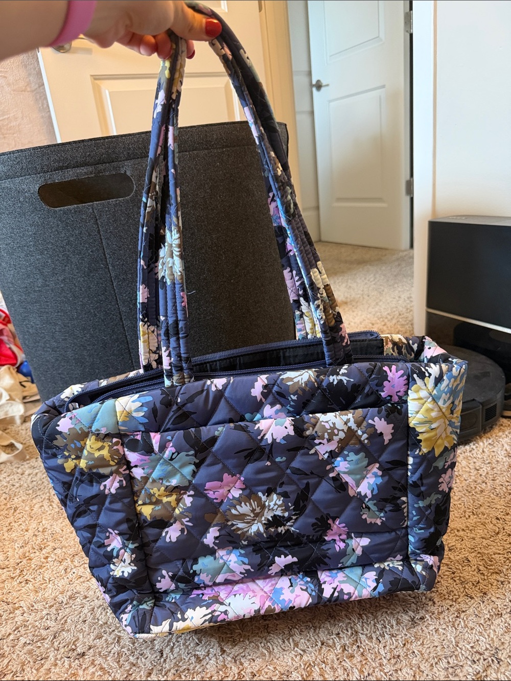 Vera Bradley Navy Floral Quilted Tote